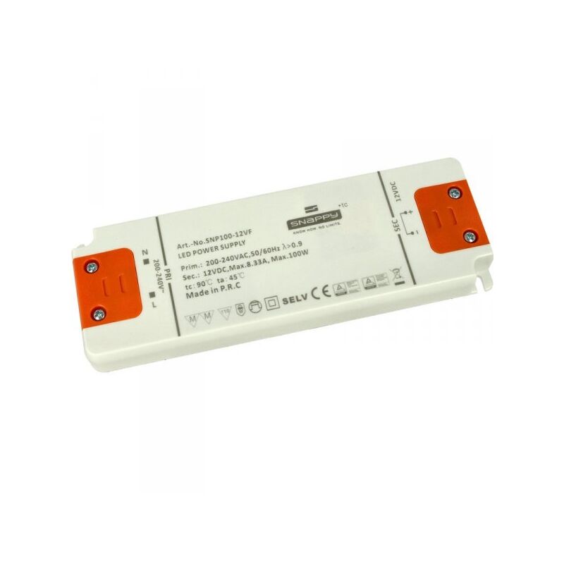 foto del prodotto ledlux alimentatore trasformatore slim 12v 100w 8,33a 17mm snappy snp100 12vf