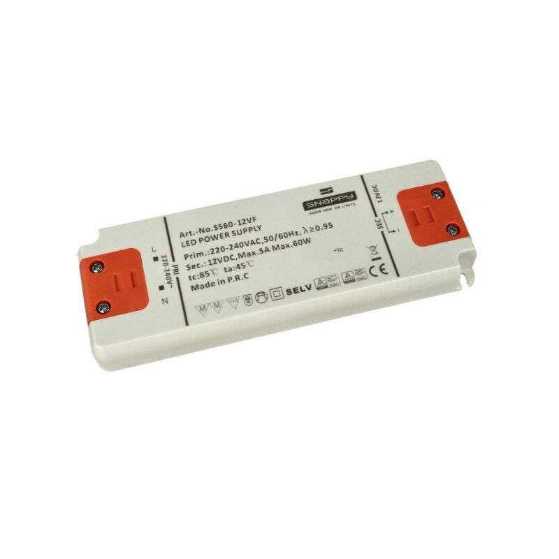 foto del prodotto ledlux alimentatore trasformatore slim 12v 60w 5a 18mm snappy ss60 12vf