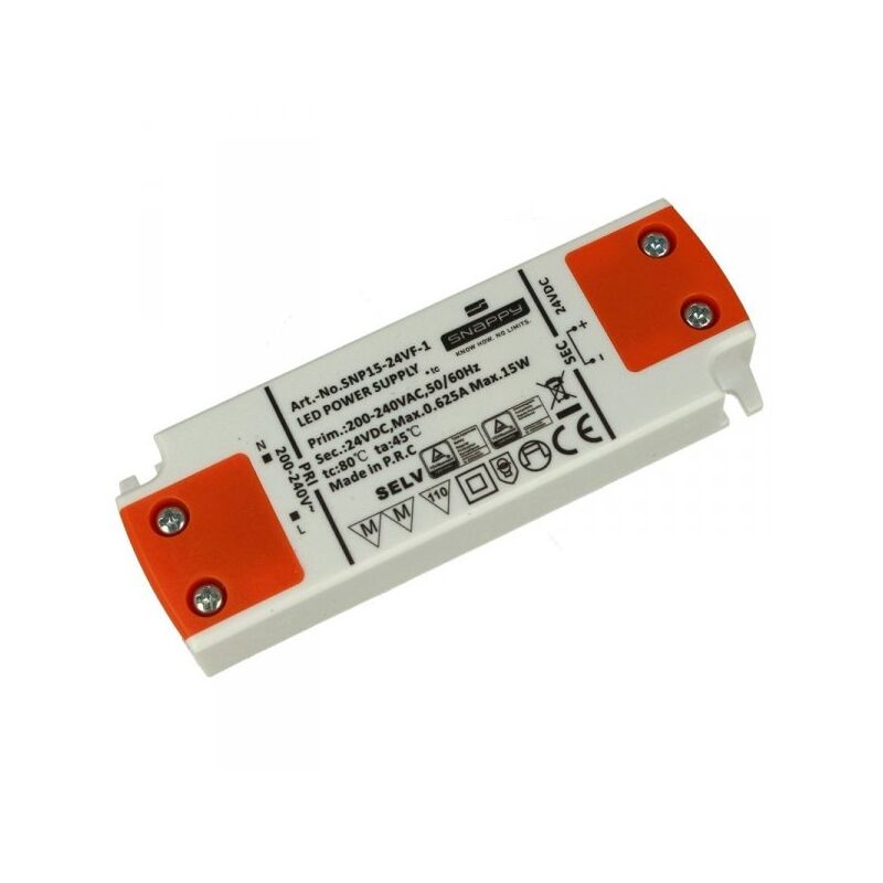 foto del prodotto ledlux alimentatore trasformatore slim 24v 15w 0,625a 16mm snappy snp15 24vf 1