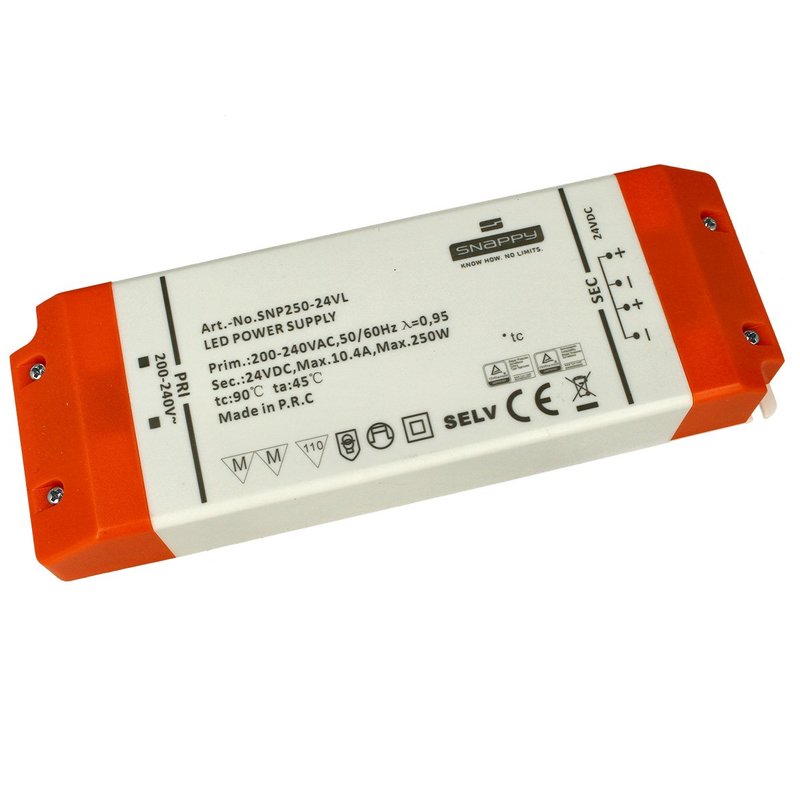 foto del prodotto ledlux alimentatore trasformatore slim 24v 250w 10,4a 31mm snappy snp250 24vl