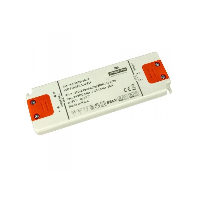 foto del prodotto ledlux alimentatore trasformatore slim 24v 30w 1,25a 14mm snappy ss30 24vf