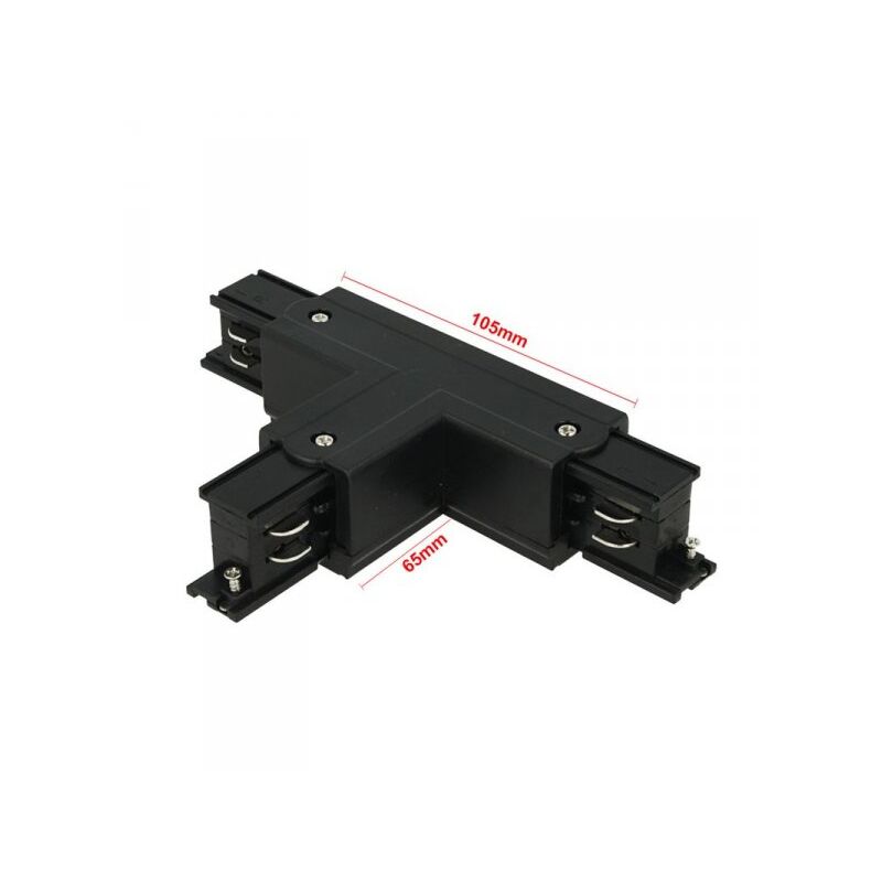 foto del prodotto ledlux connettore giunto forma t destro colore nero per barra sistema binario trifase cb40203