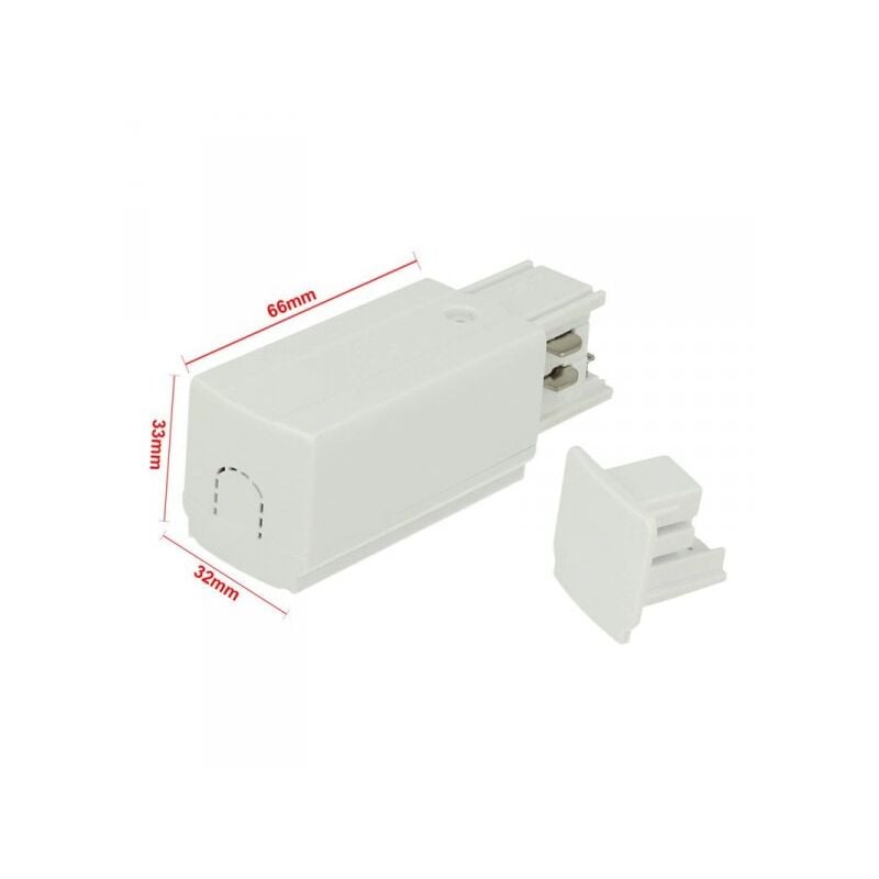 foto del prodotto ledlux kit connettore alimentazione destra terminale chiusura colore bianco per binario guida trifase cb40103