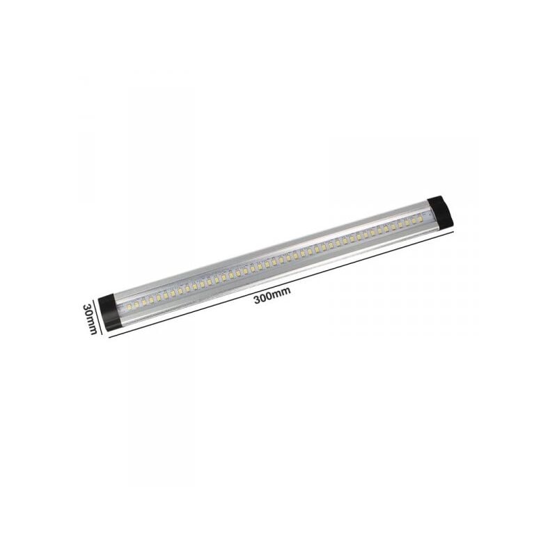 foto del prodotto ledlux lampada barra led in alluminio 300mm 3w 12v dc bianco caldo per cucina armadio corridoio mensola vetrina luci notte