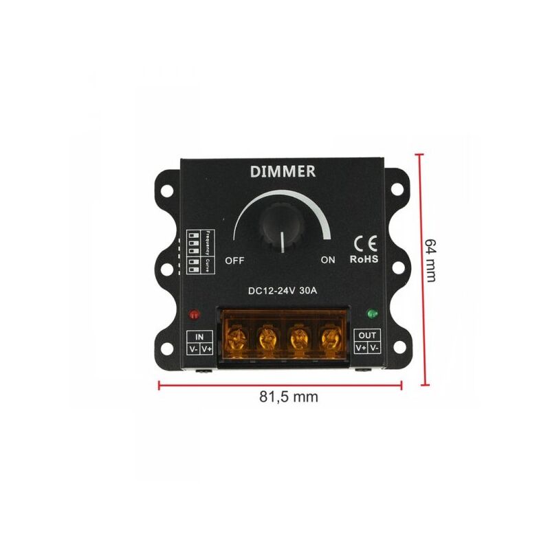foto del prodotto ledlux led dimmer pwm manuale con rotella frequenza e curva regolabile 12v 24v 30a dm110
