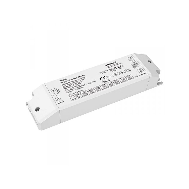 foto del prodotto ledlux led driver cc dimmerabile 36w pulsante rf corrente costante modulare 350ma 500ma 600ma 700ma 800ma 900ma 1050ma 1200ma pt 36a