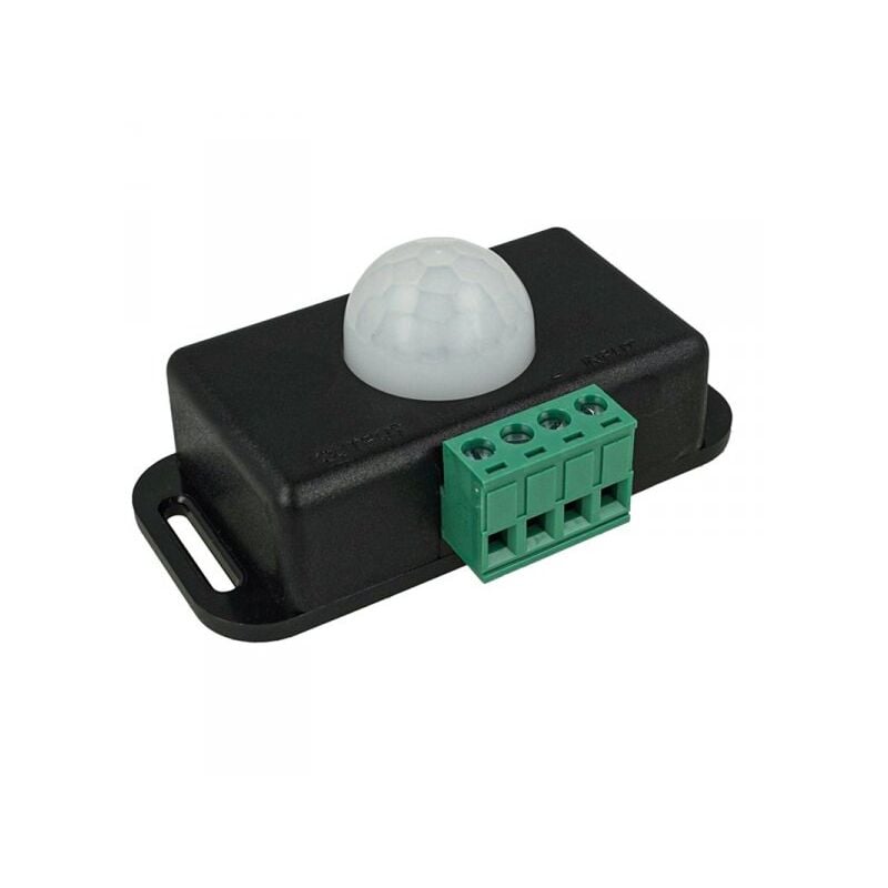 foto del prodotto ledlux sensore di movimento pir rilevatore di presenza 12v 24v 6a colore nero timer ritardo regolabile da 1 a 10 minuti per striscia led
