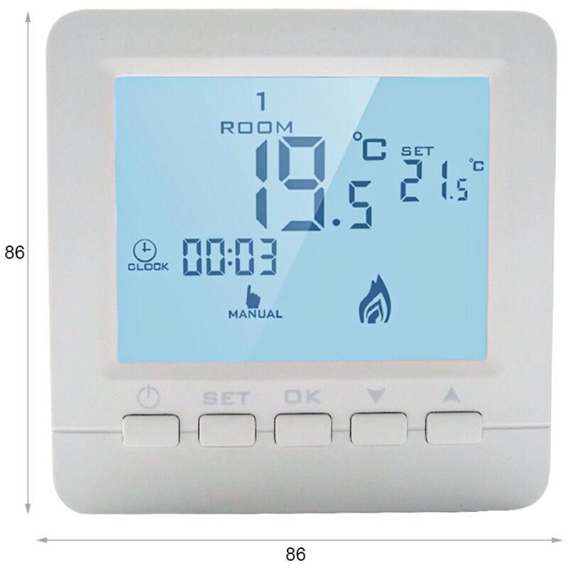 foto del prodotto ledlux - termostato digitale con tasti programmabile per caldaia a gas murale da parete alimentato con 2 pile aa