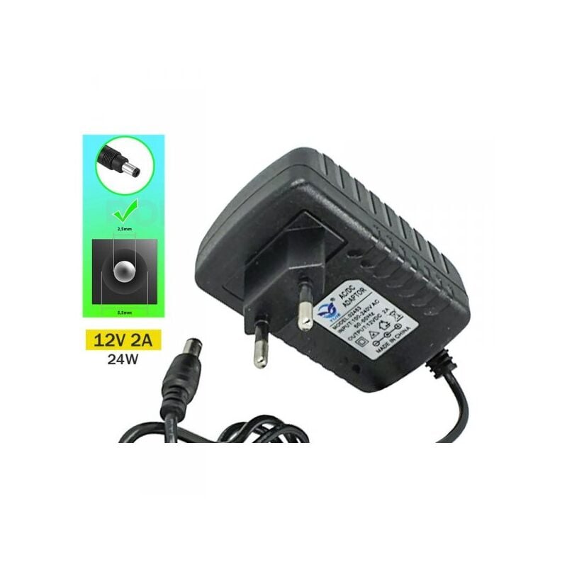 foto del prodotto ledlux trasformatore alimentatore 24w cv 12v 2a con spina ue da presa casa ac220v a dc 12v 2a