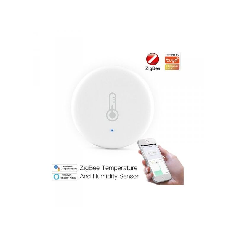 foto del prodotto ledlux zigbee sensore di temperatura e umidita app tuya piccolo e rotondo
