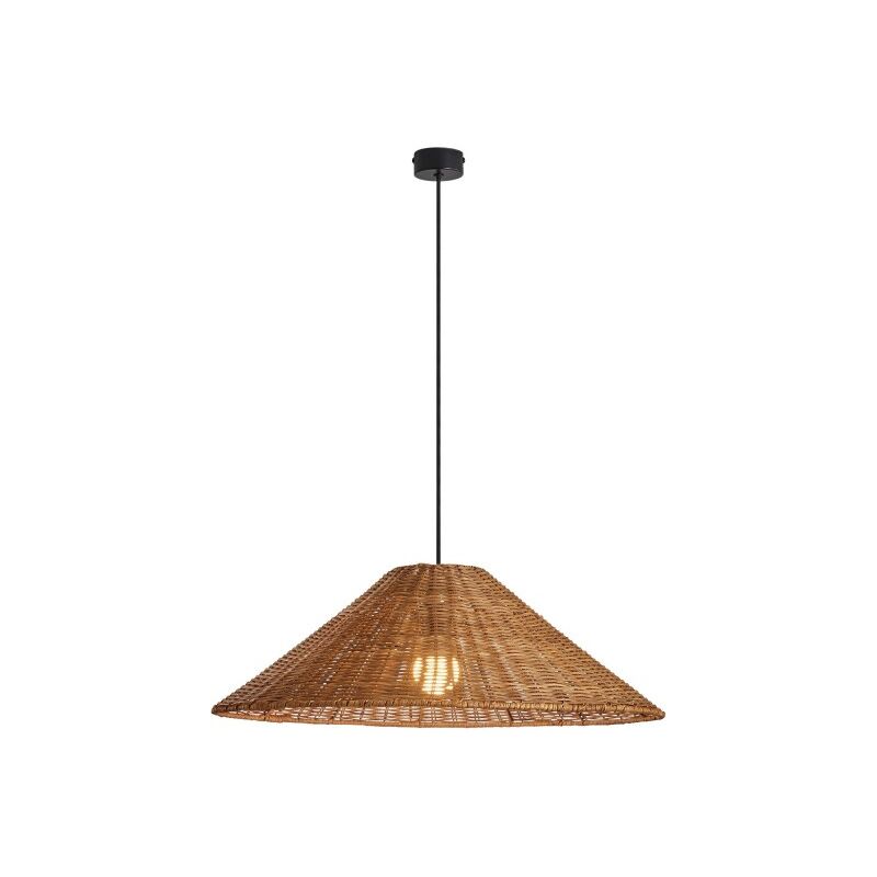 foto del prodotto ledsc4 lampada a sospensioni caribe 600 e27 15w nero rattan naturale 722lm