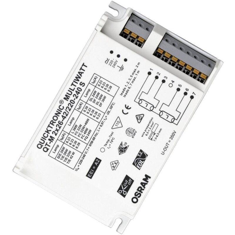 foto del prodotto ledvance osram alimentatore elettronico, quicktronic multiwatt, alimentatore elettronico ll kll non dim, qt m 2x26 42 220 240 s