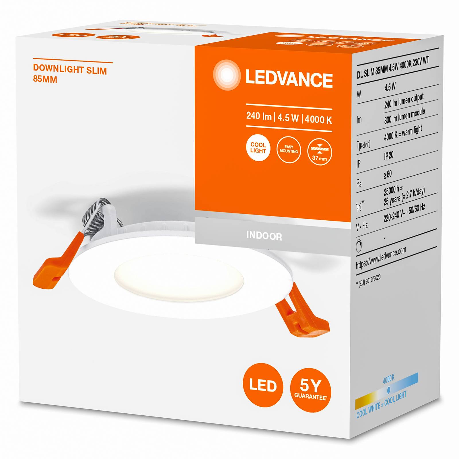 foto del prodotto ledvance recess slim luci led da incasso 8,5 cm 4000k