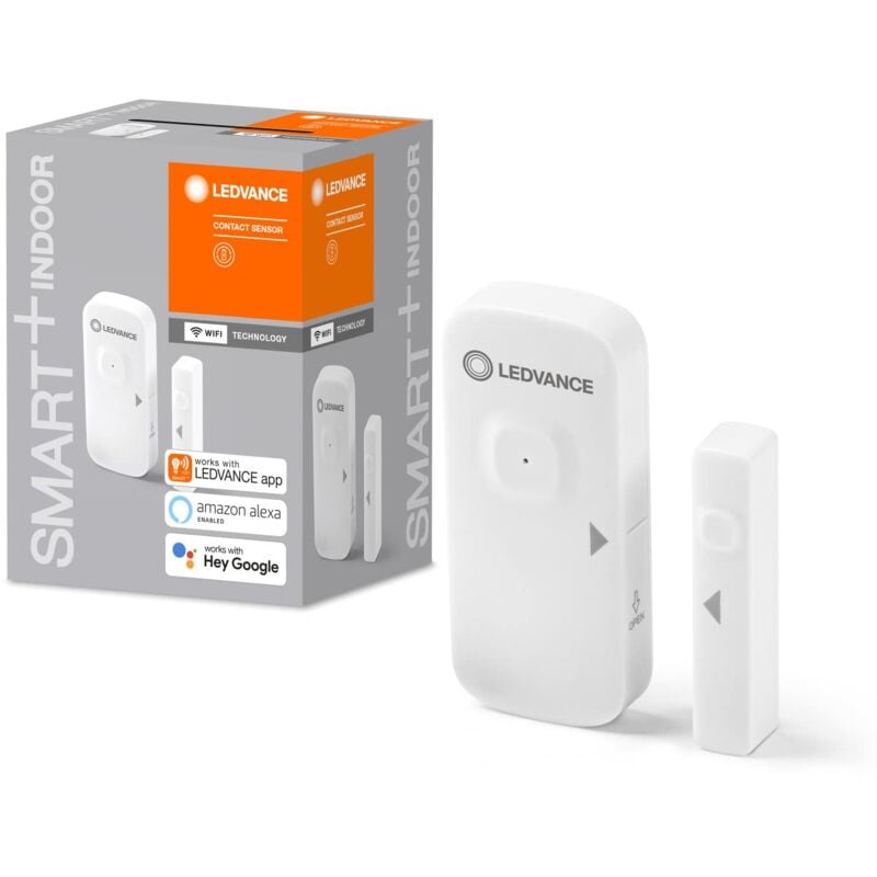 foto del prodotto ledvance smart contact sensor con tecnologia wifi per rilevare porte e finestre aperte, controllo tramite smartphone, compatibile con alexa e