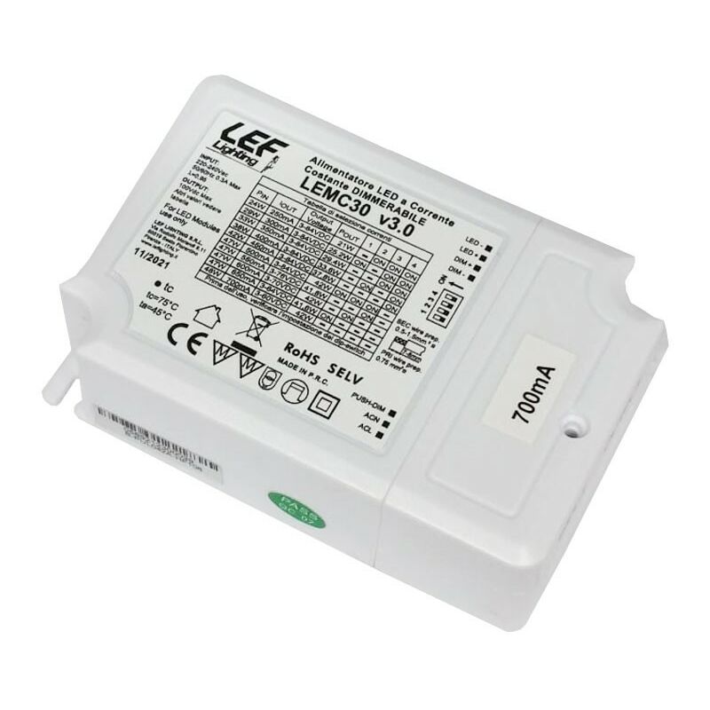 foto del prodotto lef alimentatore led multicorrente 21 42w 250 700ma dimmerabile lemc30d