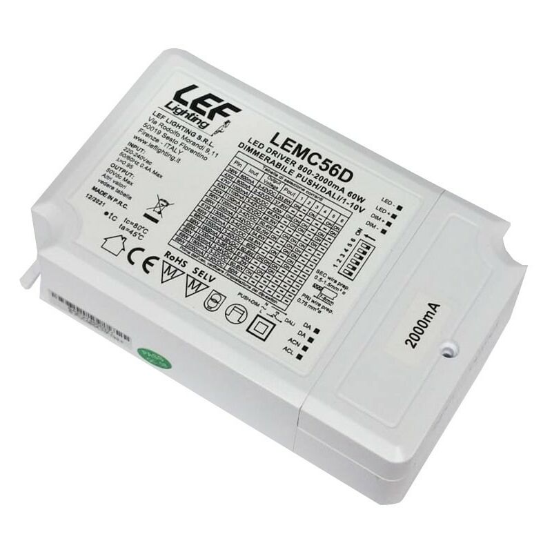 foto del prodotto lef alimentatore led multicorrente 33,6 60w 800 2000ma dimmerabile lemc56d