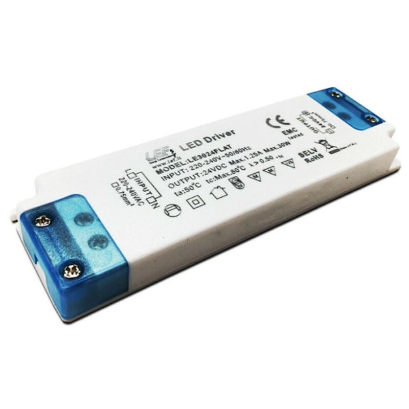 foto del prodotto lef alimentatore per led 30w 24vdc flat on off le3024flat