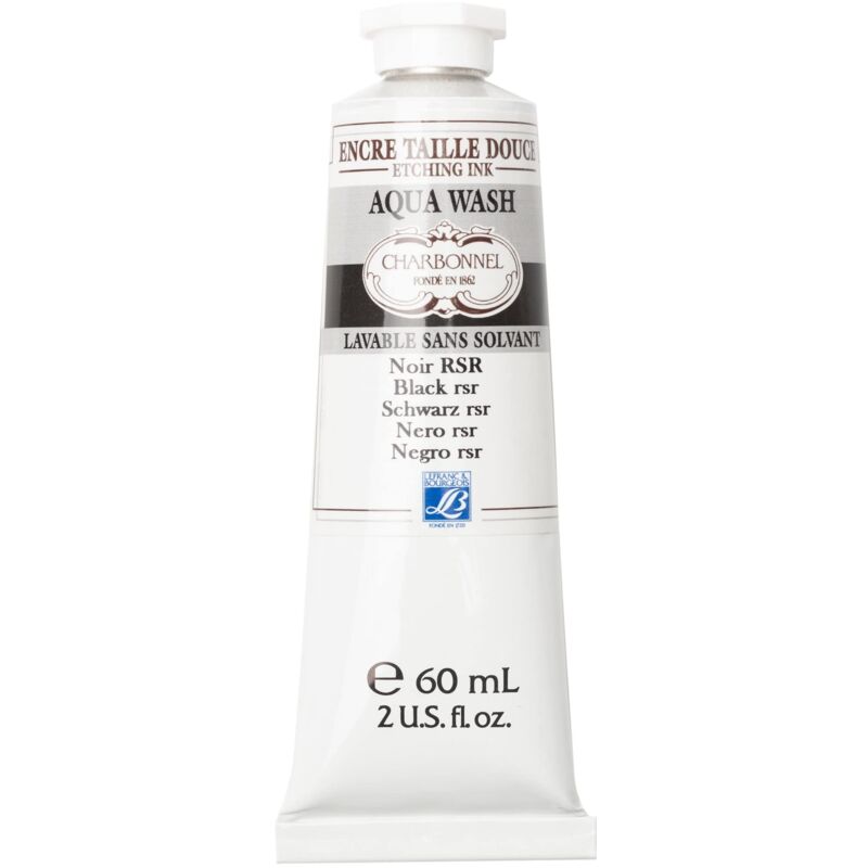 foto del prodotto lefranc bourgeois 301511 charbonnel, inchiostro per stampa rame lavabile all'acqua con eccellente resistenza alla luce, vegano, 100% privo di solventi, tubo da 60 ml, nero rsr