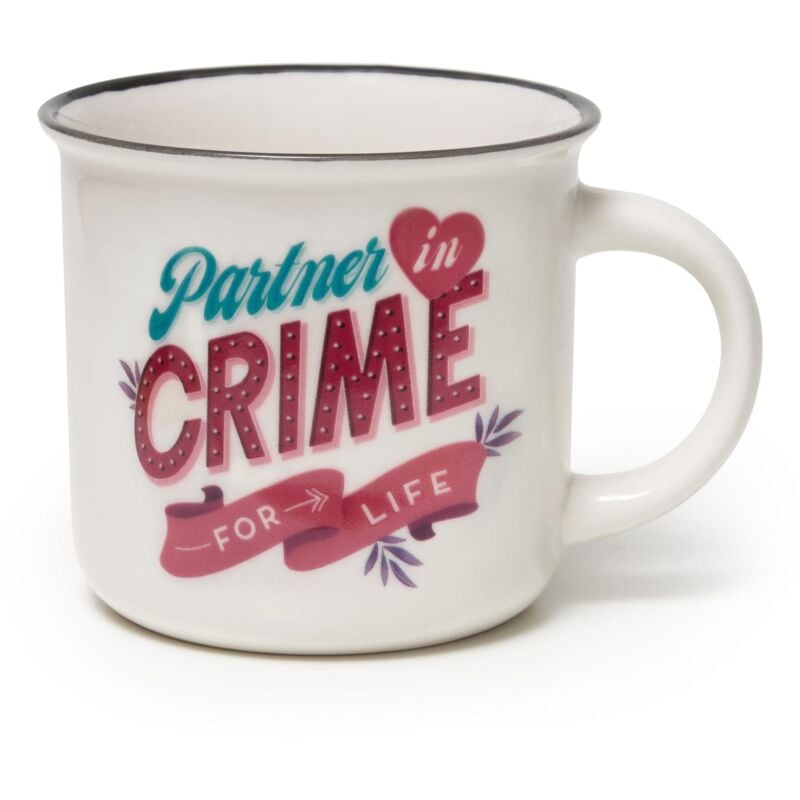 foto del prodotto legami cup puccino, tazza in porcellana new bone china, tema partner in crime, take a break collection, capacit 350 ml, lavabile in lavastoviglie,
