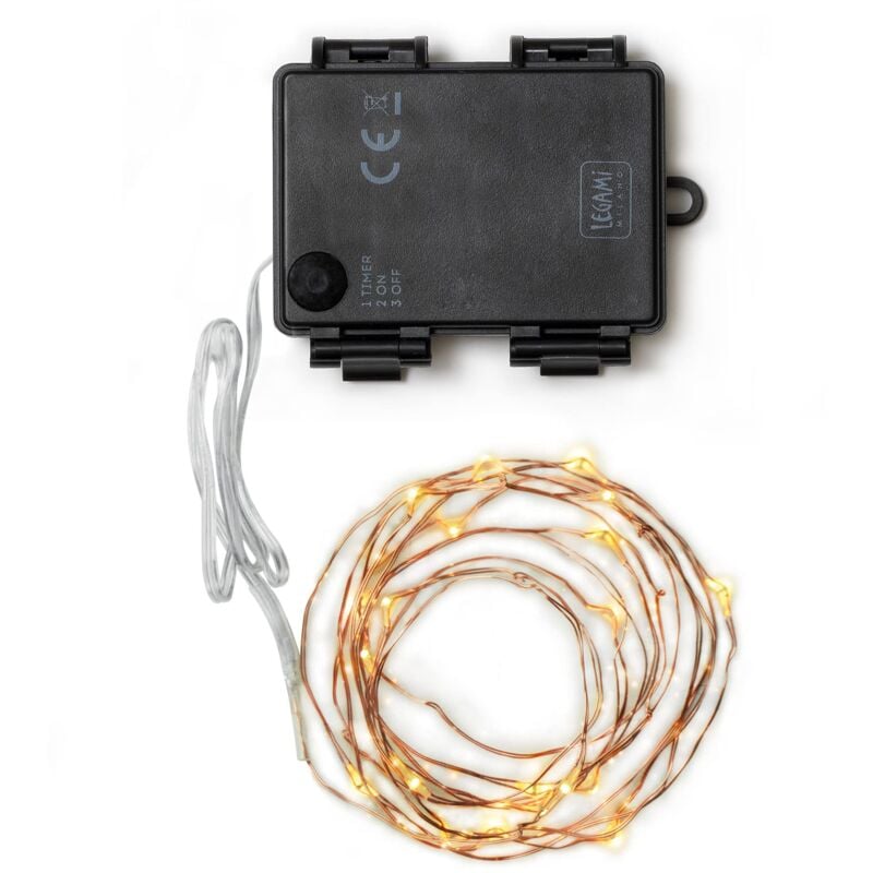 foto del prodotto legami filo di luci da interno e da esterno, 520 cm, filo luminoso, 50 led, funziona a batteria, tenuta a pioggia e polvere, colore luce bianco