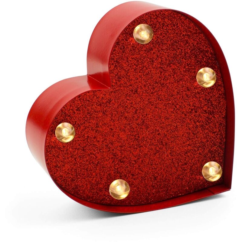 foto del prodotto legami mini luce decorativa, 10 x 3,3 x 10 cm, in metallo, legno, plastica, tema heart, 2 fessure sul retro per appendere la luce al muro, colore