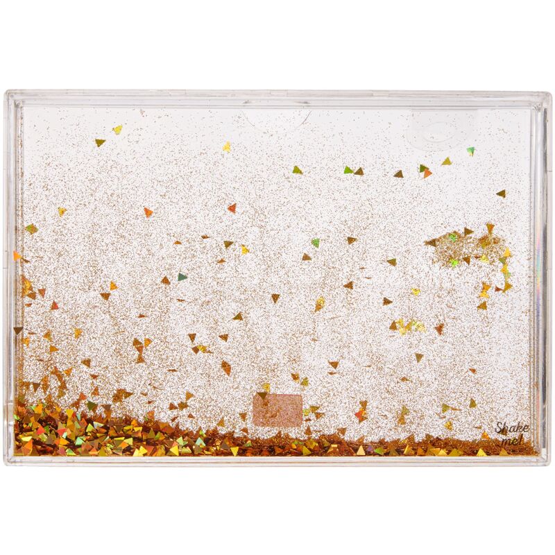 foto del prodotto legami portafoto con glitter, 16x11 cm, in pc e liquido, variante yellow glitter, portafoto da tavolo, una fotografia sostituibile inclusa