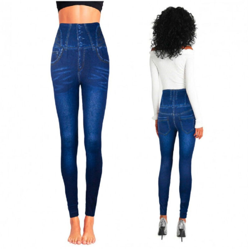 foto del prodotto leggings termici n9050 effetto denim ruinur mod. maia con interno felpato blu m l trade shop traesio