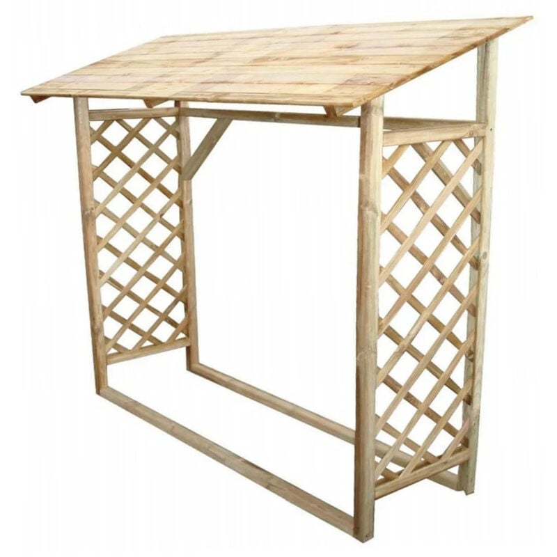 foto del prodotto legnaia con grigliato in legno di conifera da giardino made in italy 