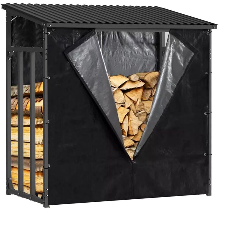 foto del prodotto legnaia esterno gardiun wood shed i 143x70x145cm acciaio zincato con tettoia impermeabile, telo protettivo e supporto inferiore