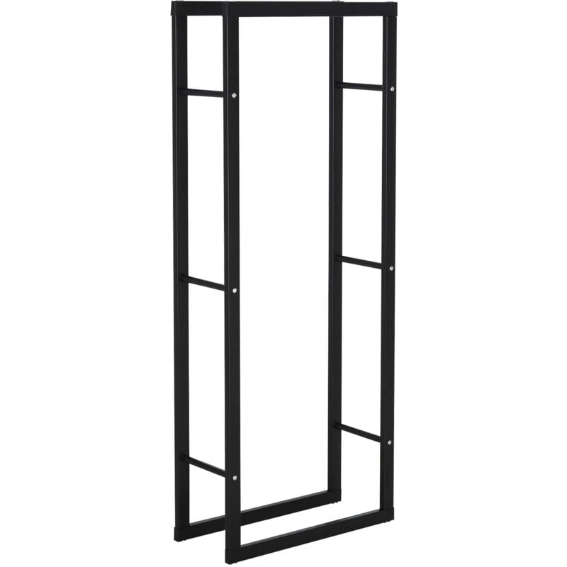 foto del prodotto legnaia verticale in metallo nero da interni ed esterni 60x25x150 cm homcom