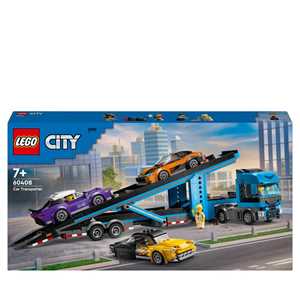foto del prodotto lego city 60408 camion trasportatore con auto sportive, giochi per bambini 7 , autocarro con rimorchio e 3 modelli di macchine