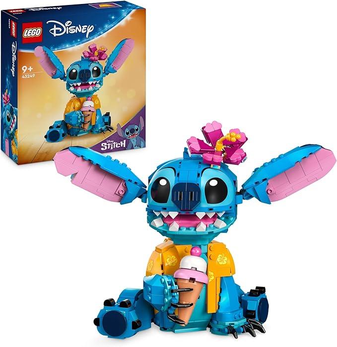 foto del prodotto lego disney stitch, gioco per bambini e bambine da 9 anni in su, personaggio con parti mobili, camicia e cono gelato da
