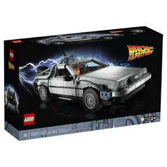 foto del prodotto lego icons 10300 macchina del tempo ritorno al futuro, set modellino delorean da costruire, minifigure di doc e marty mcfly