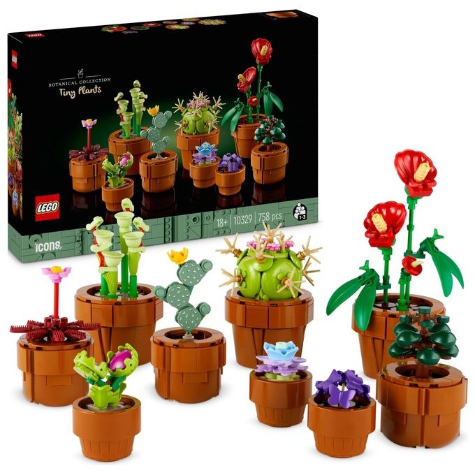 foto del prodotto lego icons 10329 piantine, collezione botanica con fiori artificiali, decorazione casa, idea regalo di compleanno donna o uomo