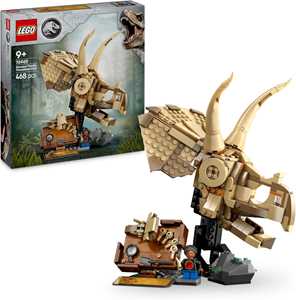foto del prodotto lego jurassic world 76969 fossili di dinosauro: teschio di triceratopo, giocattolo con supporto e minifigure