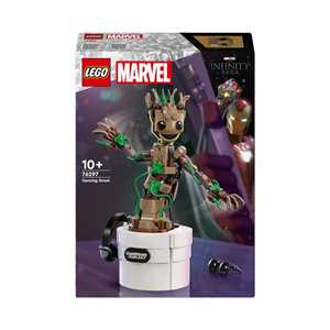 foto del prodotto lego marvel 76297 groot ballerino, personaggio giocattolo con funzione danzante, giochi animati bambini 7+ fan degli avengers