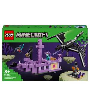 foto del prodotto lego minecraft 21264 l enderdrago e la nave dell end, giocattolo del bioma con drago e personaggi, giochi per bambini 8 
