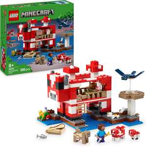 foto del prodotto lego minecreaft 21270 la casa del mooshroom, giochi di ruolo bambini 8+ con personaggi, animali giocattolo, mob e accessori