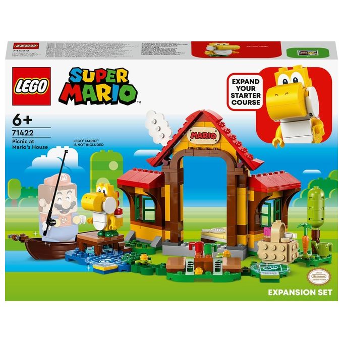 foto del prodotto lego super mario 71422 pack di espansione picnic alla casa di mario con figura di yoshi giallo, idea regalo bambini 6+ anni