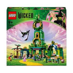 foto del prodotto lego wicked 75684 benvenuti nella città di smeraldo, gioco da collezione per bambini 9+ con torre giocattolo e 5 personaggi
