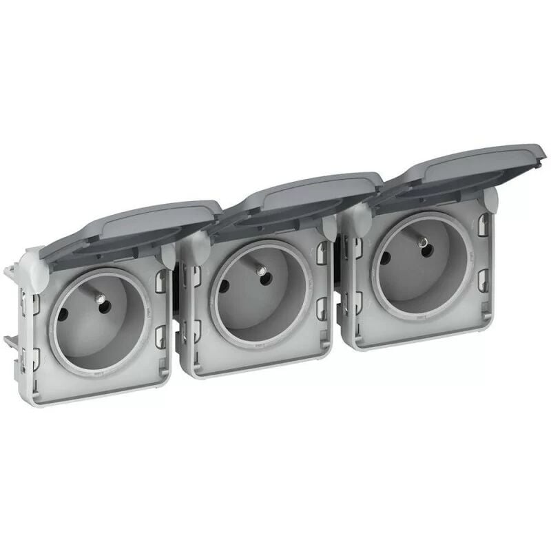 foto del prodotto legrand 069564 presa 3x2p t componibile orizzontale grigia 16a 250v plexo