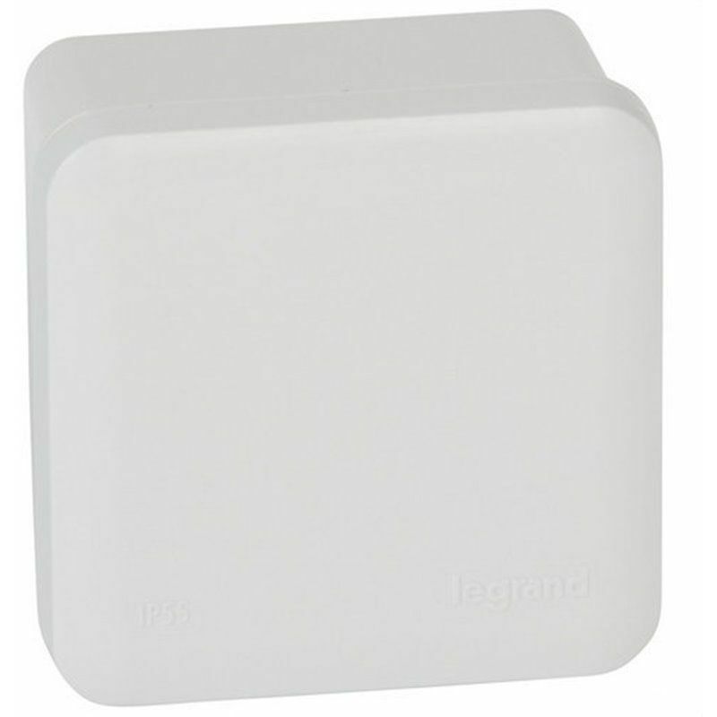 foto del prodotto legrand 092011 scatola plexus quadrata senza coni ip55 ik07 80x80x45mm senza ingressi con coperchio opaco a scatto in termopla