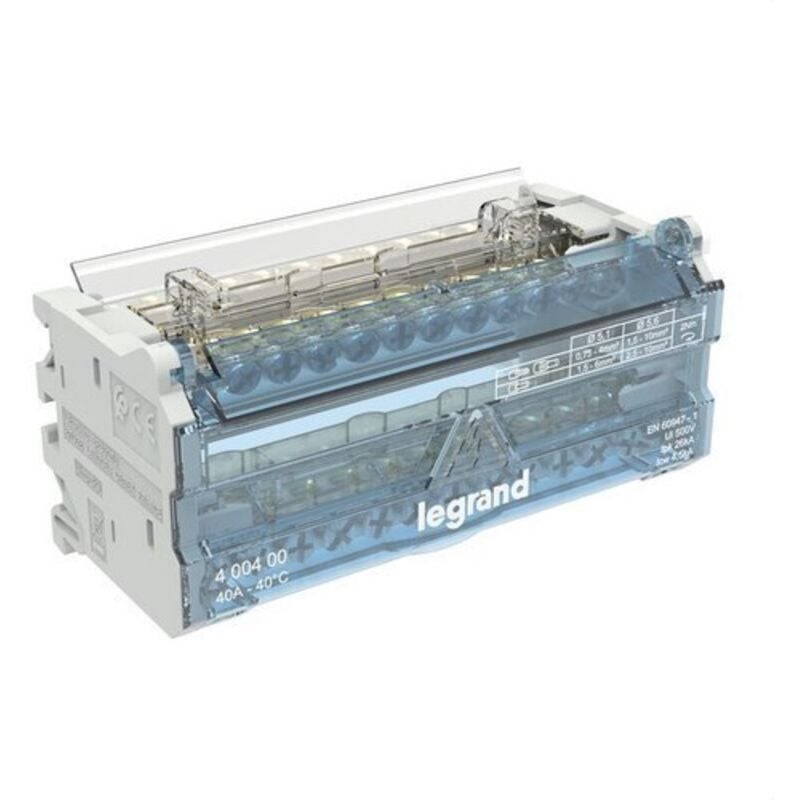 foto del prodotto legrand 400400 distributore modulare 2p 40a sbarre sfalsate 12 uscite 6 moduli