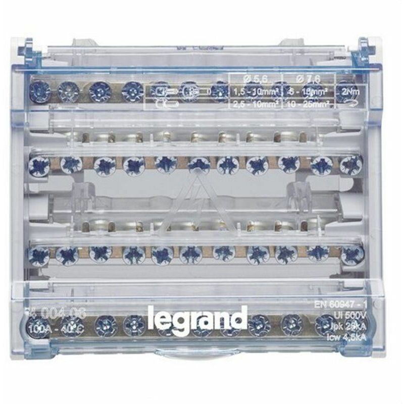 foto del prodotto legrand 400406 distributore di sbarre modulari sfalsati 4p 100a 10 uscite 6 moduli