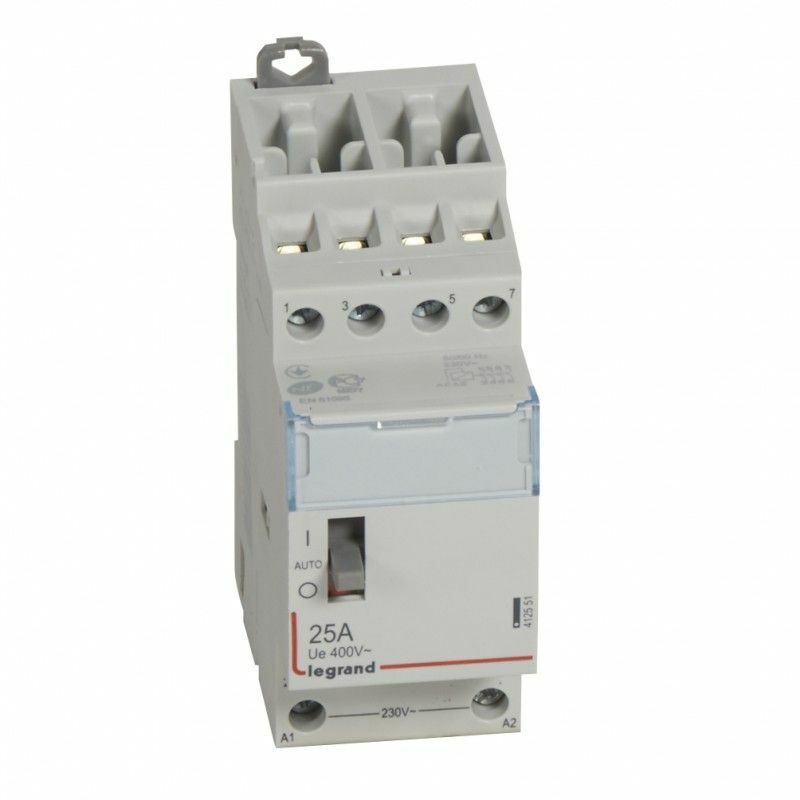 foto del prodotto legrand contattore con bobina 230 v 4p 250v 25 a 4 na 2 moduli. 412551