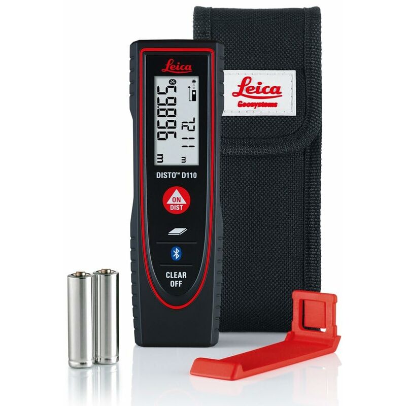 foto del prodotto leica disto d110 compatto metro laser dotato di bluetooth associazione tramite app per la misura di distanze e superfici utilizzabile negli