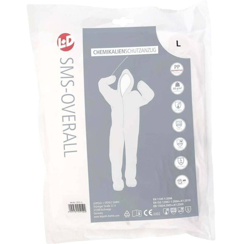 foto del prodotto leipold doehle 2515 tuta cleango sms taglia xxxl bianco