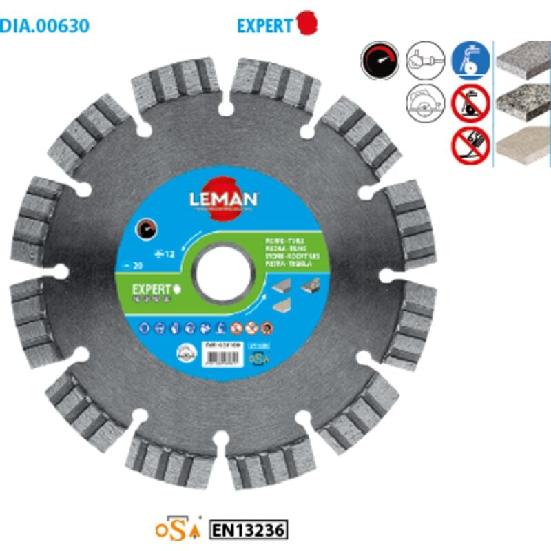 foto del prodotto leman expert 160 dischi diamantati in quarzo granito foro 20 spessore 2,6 mm