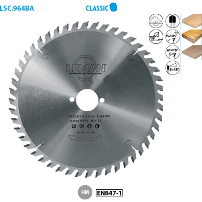 foto del prodotto leman lama circolare per macchine portatili classic 230 foro 30 spessore 2,8 1,8 nbrnts 48