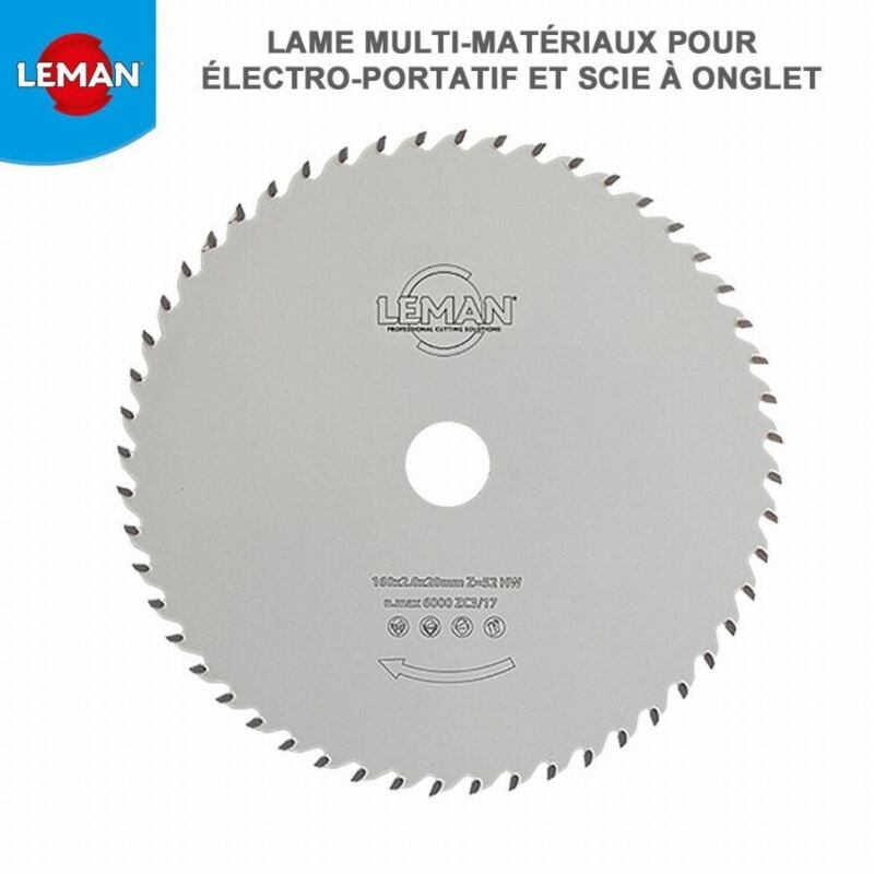foto del prodotto leman lama in metallo duro multimateriale d. 190 mm x spessore denti 2,0 1,4 x al. 30 mm 55 denti 923.190.3055